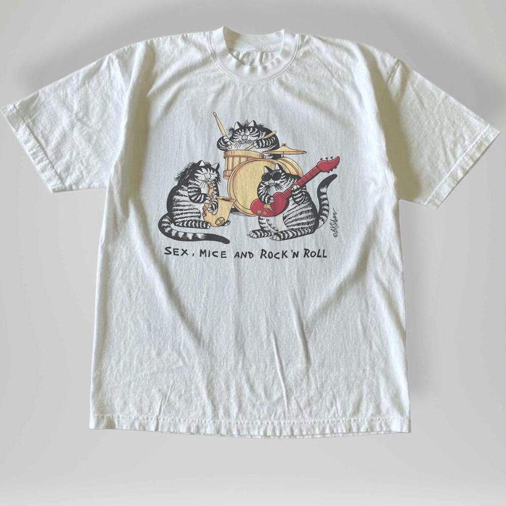 Style Kliban Cats Sex, Mice And Rock And Roll Graphic Large Crazy Shirts